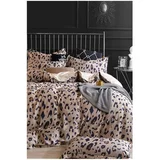 Mila Home Rjava podaljšana bombažna posteljnina za zakonsko posteljo z rjuho 200x220 cm Leopard –