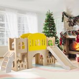  7-v-1 otroški leseni sestav s plezalno lestvijo, košarkarskim košem, tunelom | Shoptok.si