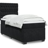 vidaXL Box spring postelja z vzmetnico črna 90x200 cm žamet | Shoptok.si