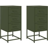 vidaXL Nočna omarica 2 kosa olivno zelena 36x39x78 cm jeklo | Shoptok.si