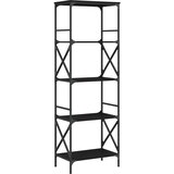  The Living Store Knjižna omara 5-nadstropna črna 59x35x171 cm inženirski les - Knjižna Omara, (21442779) | Shoptok.si