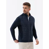 Ombre Men's unbuttoned jacket with quilted front - navy blue