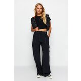 Trendyol Black Contrast Stitch Detail Cargo Trousers | shoptok.hr