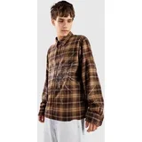 Rhinestone Boxy Flannel Shirt brown