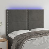 vidaXL LED posteljno vzglavje temno sivo 144x5x118/128 cm žamet Cene