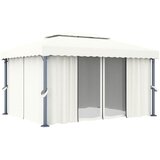  Sjenica sa zastorima i LED svjetlima 4 x 3 m krem bijela | shoptok.hr