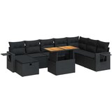 vidaXL 9-dijelni set vrtnih sofa s jastucima crni od poliratana bagrem | shoptok.hr