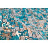 Kayoom RAVNO TKANA PREPROGA Finish 125 Türkis / Gold 200/290 cm turkizna, zlate barve | Shoptok.si