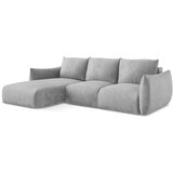 Makamii Svijetlo siva sklopiva kutna garnitura od šenila (s lijevim kutom/s ležaljkom) Leila – | shoptok.hr