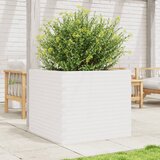 vidaXL Vrtno cvetlično korito belo 80x80x68,5 cm trdna borovina - - Bela - 42.4 - 80 x 80 x 68.5 cm - 2025--TOPSELLER | Shoptok.si