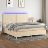 The Living Store Box spring postelja z vzmetnico LED krem 200x200 cm blago - Box Spring Postelja, (21520590) Cene