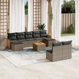  10-dijelni set vrtnih sofa od poliratana s jastucima sivi | shoptok.hr
