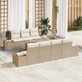 vidaXL 8-delni set vrtnega kavča z blazinami bež poli ratan akacija | Shoptok.si