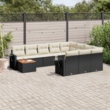 Maison Chic Seti vrtnega pohištva - Vrtna garnitura - Vrtni pohištvo set 11-delna z blazinami črn poli ratan, (21815009) | Shoptok.si