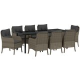 vidaXL 9-delni set za vrtno jedilnico z blazinami Siva Poli ratan, (22087808) | Shoptok.si