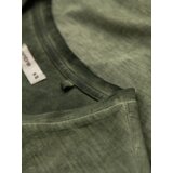 Ombre Men's cotton V-neck knit t-shirt with washed effect - olive | Shoptok.si