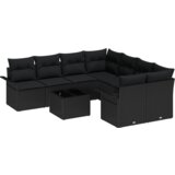 Set od 9 Vrtnih sofa s jastučićima Crni Poli ratan | shoptok.hr
