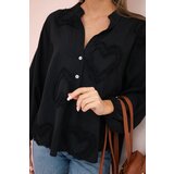 Kesi Włoski Cotton shirt blouse with hearts black | Shoptok.si