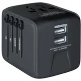 svetovni adapter 2,4A izhod 2x USB in vse svetovne vtičnice (EU Blister) črn