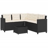 The Living Store Vrtni kavč z mizo in blazinami v obliki črke L črn poli ratan - Vrtni Kavč, (21461326) | Shoptok.si