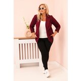 Kesi Włoski Plus Size women's blazer made of viscose with long sleeves and collar plum | Shoptok.si