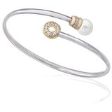 Majorica alina cuff bela biserna srebrna gold narukvica sa kristalima 8 mm ( 16344.01.3 000.010.1 )