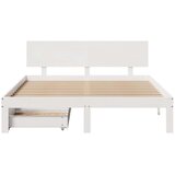 vidaXL Posteljni okvir s predali bel 150x200 cm trdna borovina | Shoptok.si