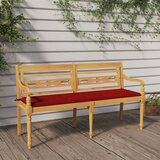vidaXL Klop Batavia z rdečo blazino 150 cm trdna tikovina Cene