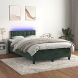 Maison Chic Box spring postelja - Vzmetna postelja z vzmetnico LED tem. zelena 120x200cm žamet SL22113, (21892269) | Shoptok.si