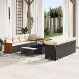  Set vrtnog namještaja od 11 komada s jastučićima crni poli ratan akacija 2-sjedna vrtna sofa s jastučićima crni poli ratan set | shoptok.hr