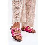 Boto Crocheted Women's Slippers With Golden Buckles Fuchsia Fenira | shoptok.hr