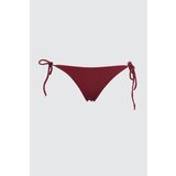 Trendyol Claret Red Tie Detailed Low Waist Bikini Bottom Cene