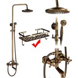 poiqihy Antik medeninast tuš set, nastavljiva višina, dvojna ročna kontrola, antik medenina C02, (5000159305) | Shoptok.si