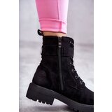 Boto Women's Lace-up Suede Flat Heel Boots Black Firmina | Shoptok.si