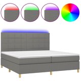  box spring s madracem LED tamnosivi 200x200 cm tkanina | shoptok.hr