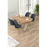 Hanah home trpezarijski set Lai, sto i 4 stolice, ploča u dekoru Hazar, zlatne noge, antracit tkanina Babyface | Eponuda.com