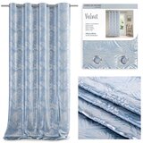  Curtain SILVERLEAVES color blue printed style glamor silver eyelets velvet 140x245 AmeliaHome | shoptok.hr