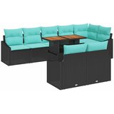 vidaXL Komplet za jedilnico v vrtu z blazino 9 pcs Črna in Teal, (5000134590) | Shoptok.si