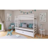 Drveni dečiji krevet na sprat lessi sa tri kreveta i fiokom - beli - 190/200*90 cm Cene