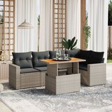The Living Store Vrtna sedežna garnitura 6-delna z blazinami siv poli ratan - Vrtna Sedežna Garniture, (21428791) | Shoptok.si