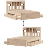 vidaXL Krevet s regalom za knjige bez madraca 140x190 cm od borovine | shoptok.hr