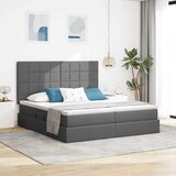  LED krevet za pohranu s madracem Tamnosiva 200 x 200 cm Tkanina | shoptok.hr