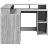  Radni stol s LED svjetlima siva boja hrasta 130x130x91cm drveni | Eponuda.ba