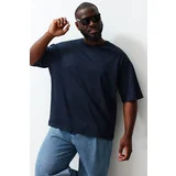 Trendyol Plus Size Navy Blue Oversize Comfortable Basic 100% Cotton T-Shirt