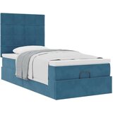 vidaXL Otomanski posteljni okvir z vzmetnicami moder 90x190cm žamet, (21610373) | Shoptok.si