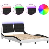Furnova Posteljni okvir z LED lučkami belo črn 140x200 cm umetno usnje, (21935608) | Shoptok.si