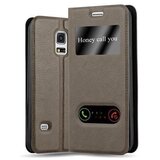 Cadorabo Samsung Galaxy S5/S5 NEO v kamnito rjava - Zaščitni ovitek z magnetnim zapiranjem, stoječo funkcijo in 2 okencema za gledanje, (20550910) | Shoptok.si