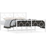 vidaXL Kovinski posteljni okvir z vzglavjem in vznožjem bel 140x200 cm | Shoptok.si