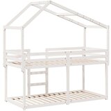  Krevet na kat s krovom bijeli 90 x 190 cm od masivne borovine | shoptok.hr