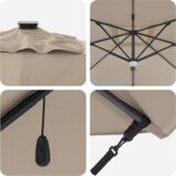 vidaXL Kantilever Roma parasol z LED lučmi Taupe 286x285x270 cm Aluminij | Shoptok.si